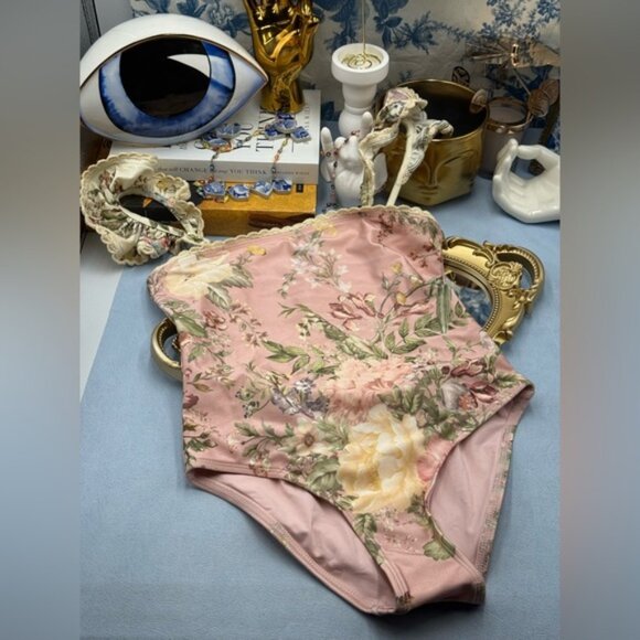 🆕 ZIMMERMANN KIDS 🧿 NWT Waverly Trim Bandeau 1PC, Pink Floral - Sz 10 Y - Picture 4 of 12